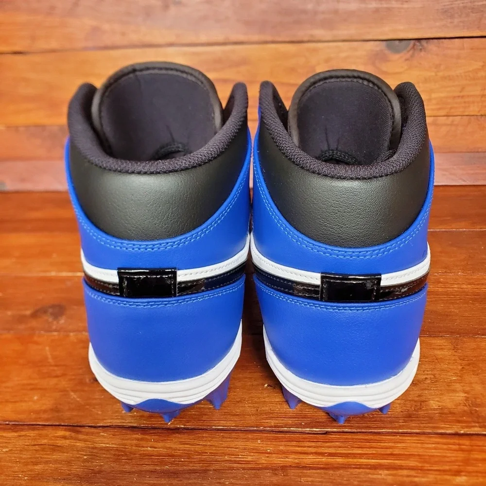 Nike Air Jordan 1 Mid TD Football Cleats Men 11.5 Royal Blue‎ Patent FJ6805-401